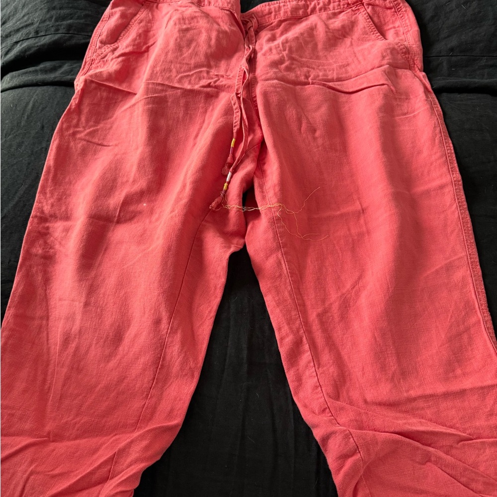J. Crew washed coral linen pants